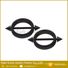 Titane noir en acier chirurgical plaqué cercle Spike en forme montage anneaux téterelles Piercing